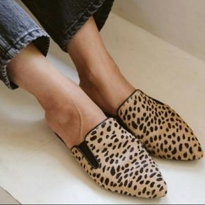Jenni Kayne Leopard Cheetah Print Pony Hair Mules size US 10  / EU 40
